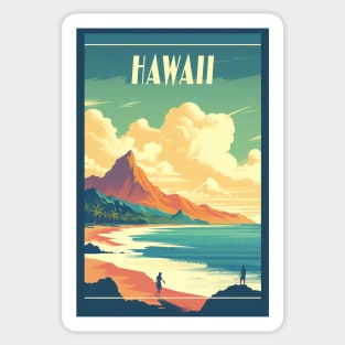 Hawaii Vintage Retro Travel Poster Sticker